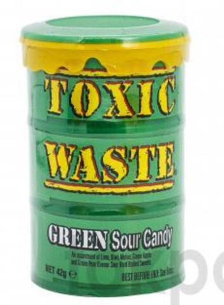 Конфеты Ассорти (лайм, киви, дыня, зеленое яблоко, зеленая груша)TOXIC WASTE Green Sour Candy, 42 гр