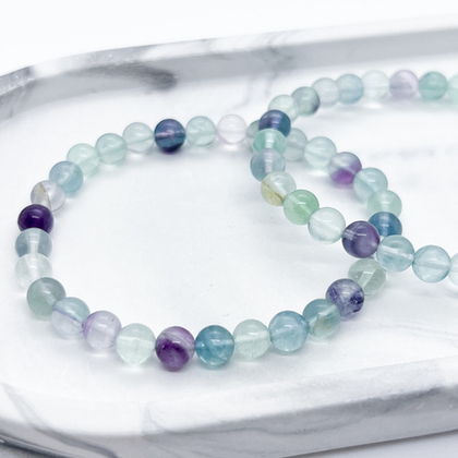 Браслет, флюорит, диаметр бусин около 6 мм, размер 17 см