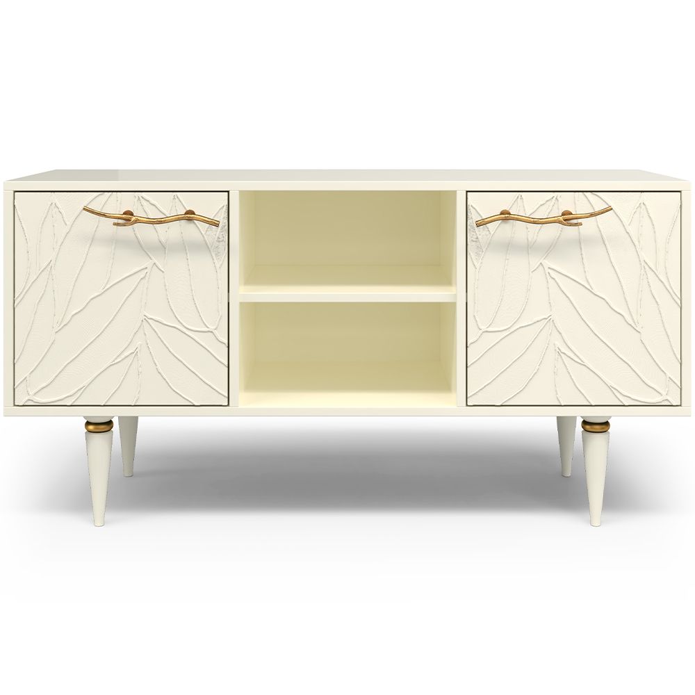 Тумба под ТВ Арт Колор leaves 117см Классик Голд Кремовый белый