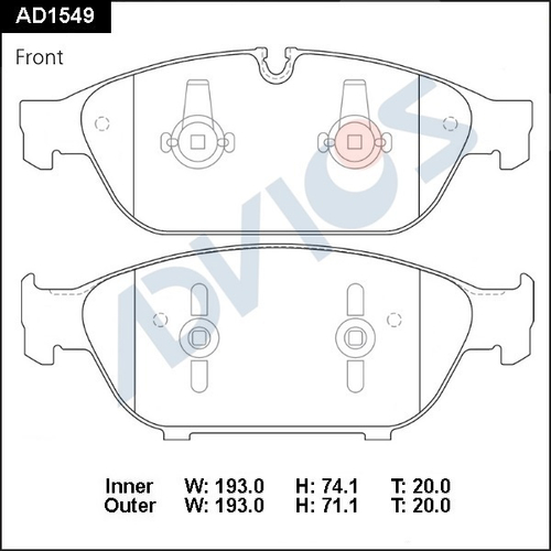 Дисковые тормозные колодки ADVICS (еврокерамика) передние AD1549