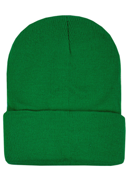 Шапка с подворотом зеленая