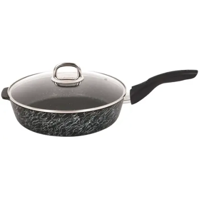 Сковорода глубокая 28см со съемной ручкой и стекл. крышкой «Грация» (черный/серебро) сгчс282а