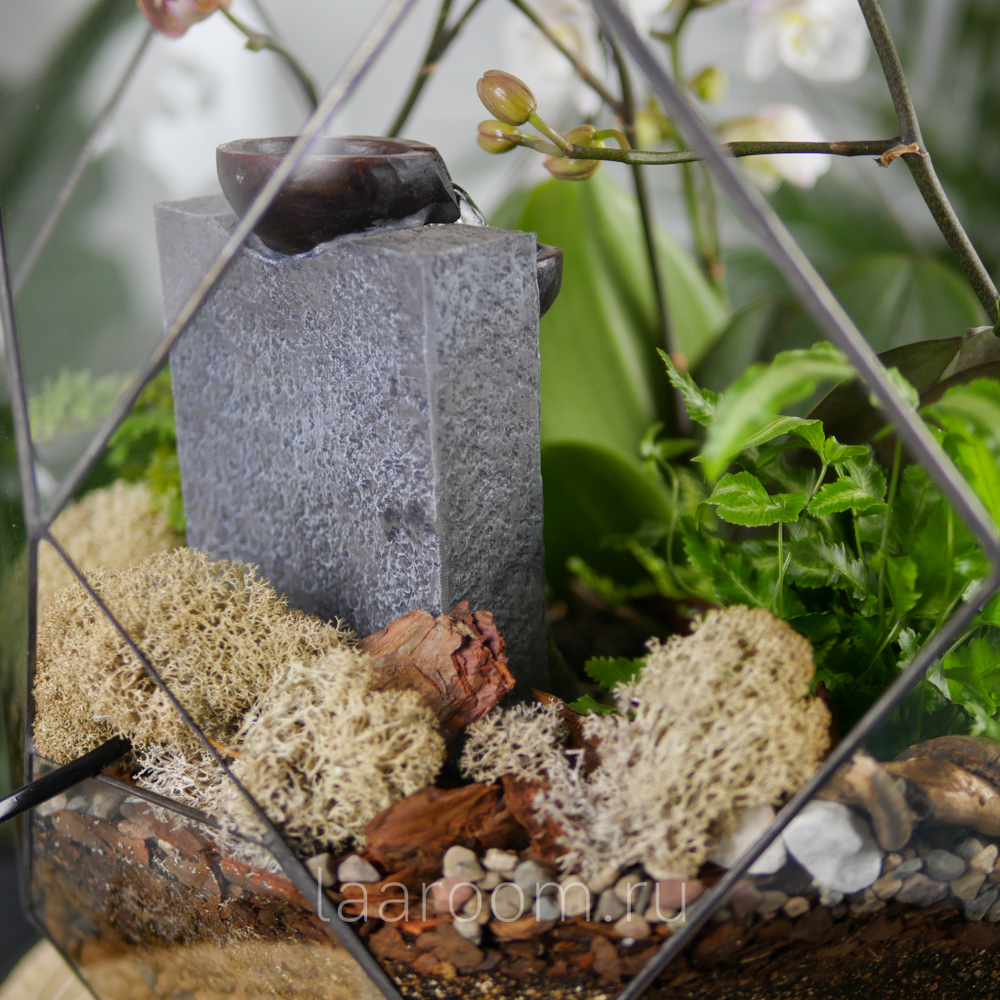 Флорариум с орхидеей и водопадом Будда Фаберже