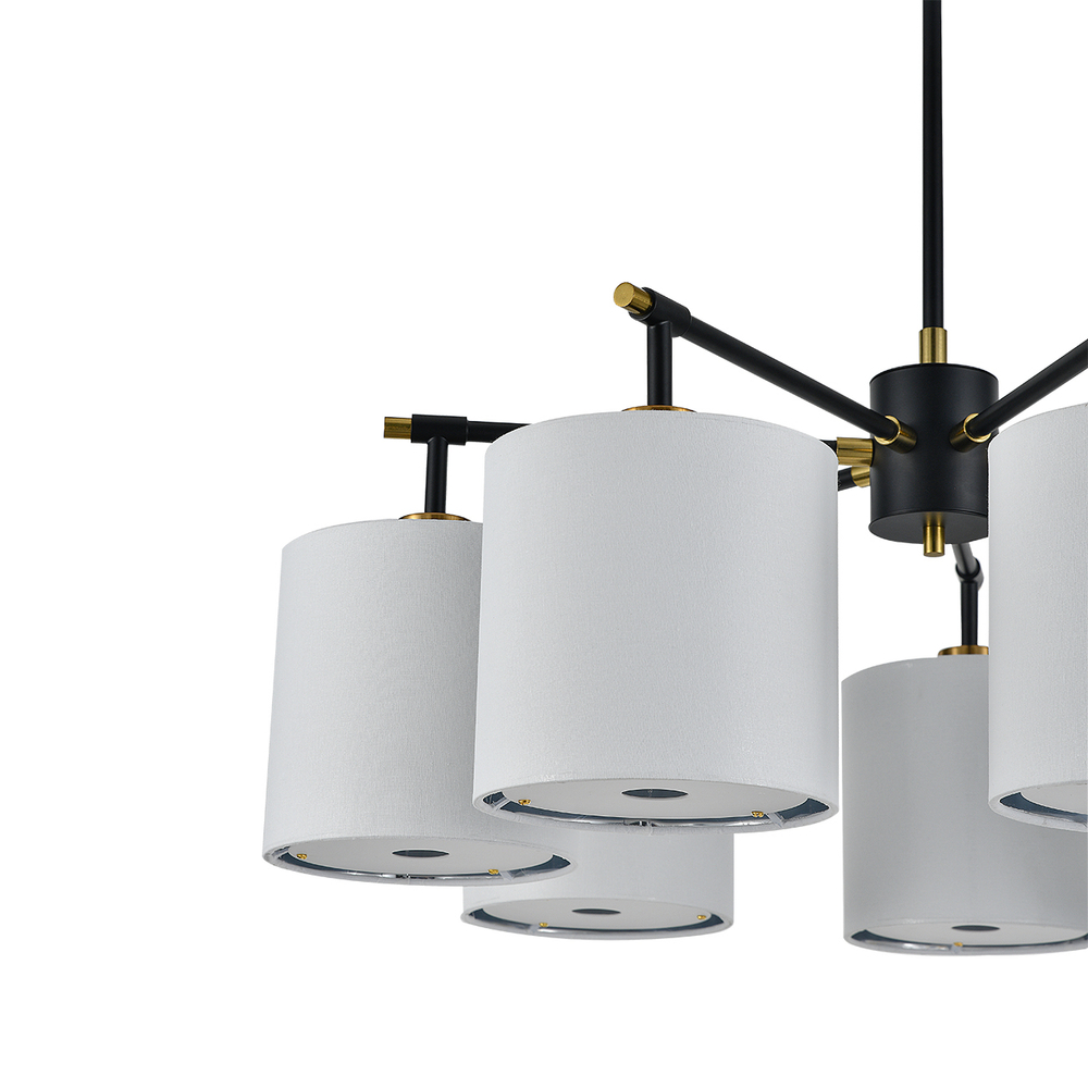 Светильник на штанге 7x60Вт E27, металл/ткань, чёрный