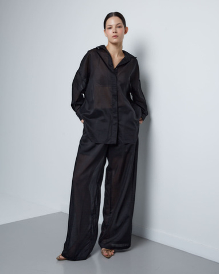 Рубашка из хлопка и шелка черный