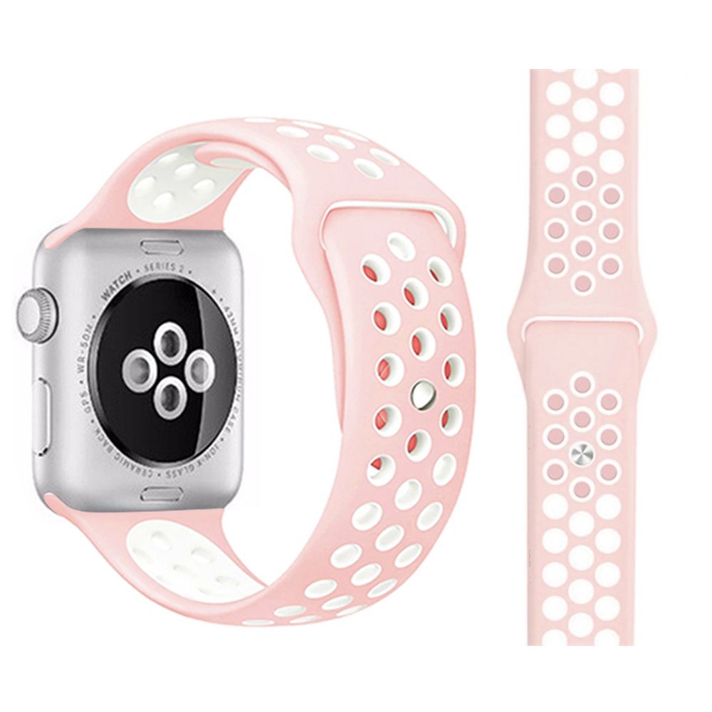 Браслет-ремешок для Apple Watch SPORT (38-40mm) светло-розовый+белый