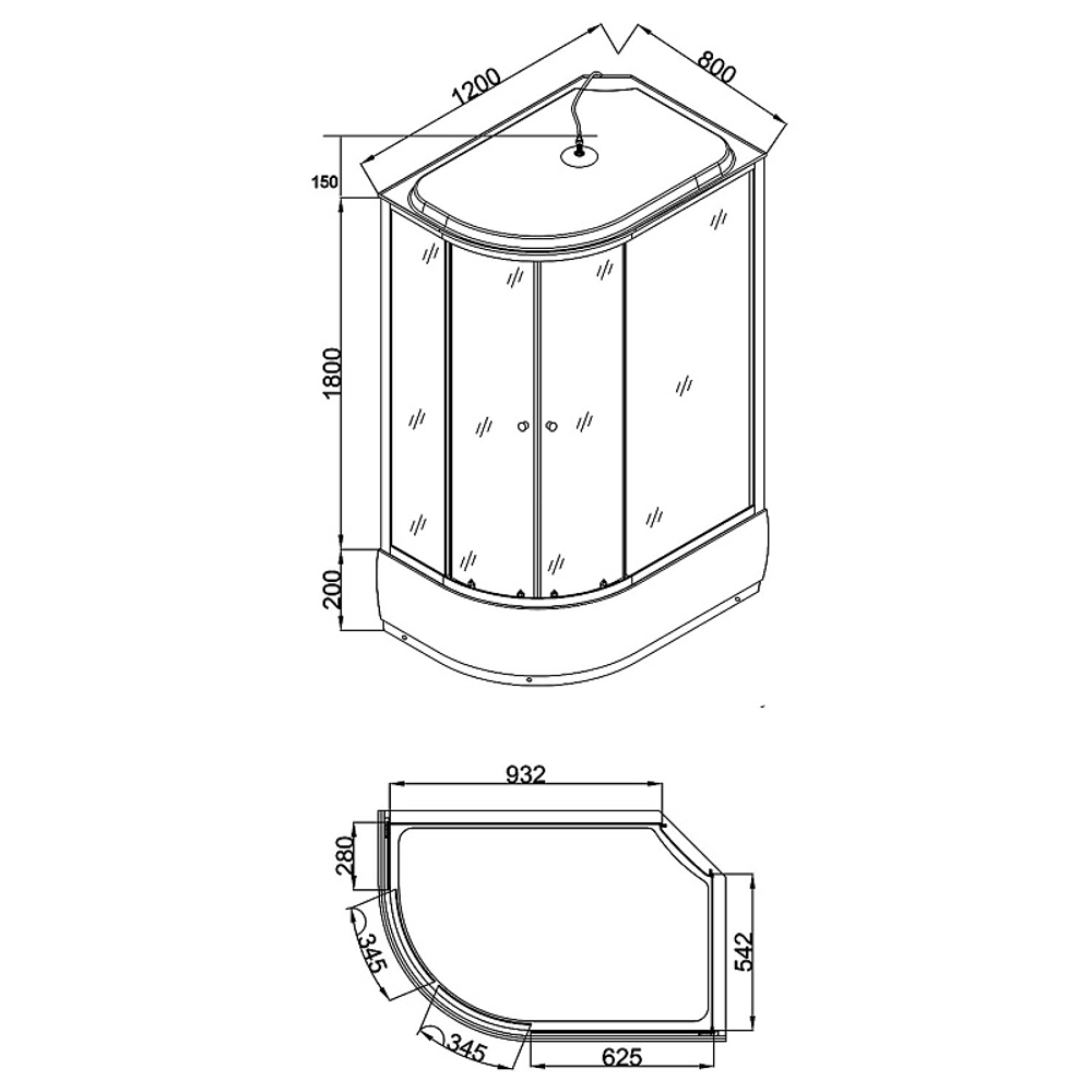 Душевая кабина LORANTO 120х80х215 правосторонняя, поддон 20 см, матовое стекло 4 мм (CS-66120-20 R F)