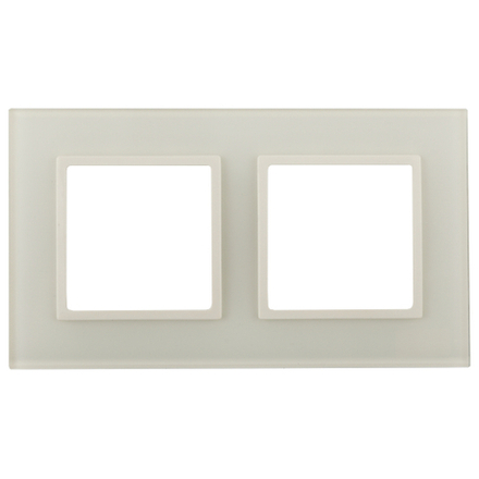 Рамка для розеток и выключателей ЭРА Elegance 14-5102-02 на 2 поста, стекло, слоновая кость+сл. кость, белое основание