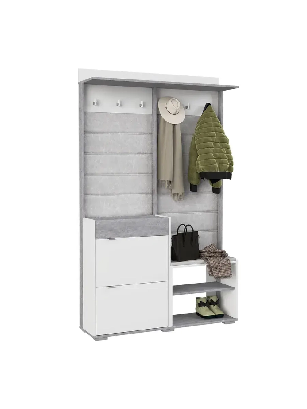 Прихожая с вешалкой Белое сияние 120х32х196