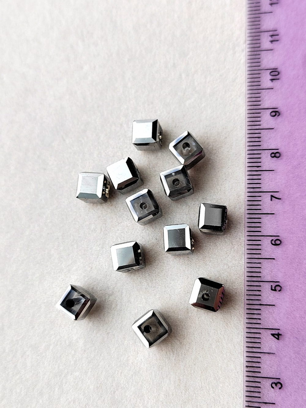 рсу84-тс Бусина стеклянная рондель 8*4мм, темное серебро, 10шт