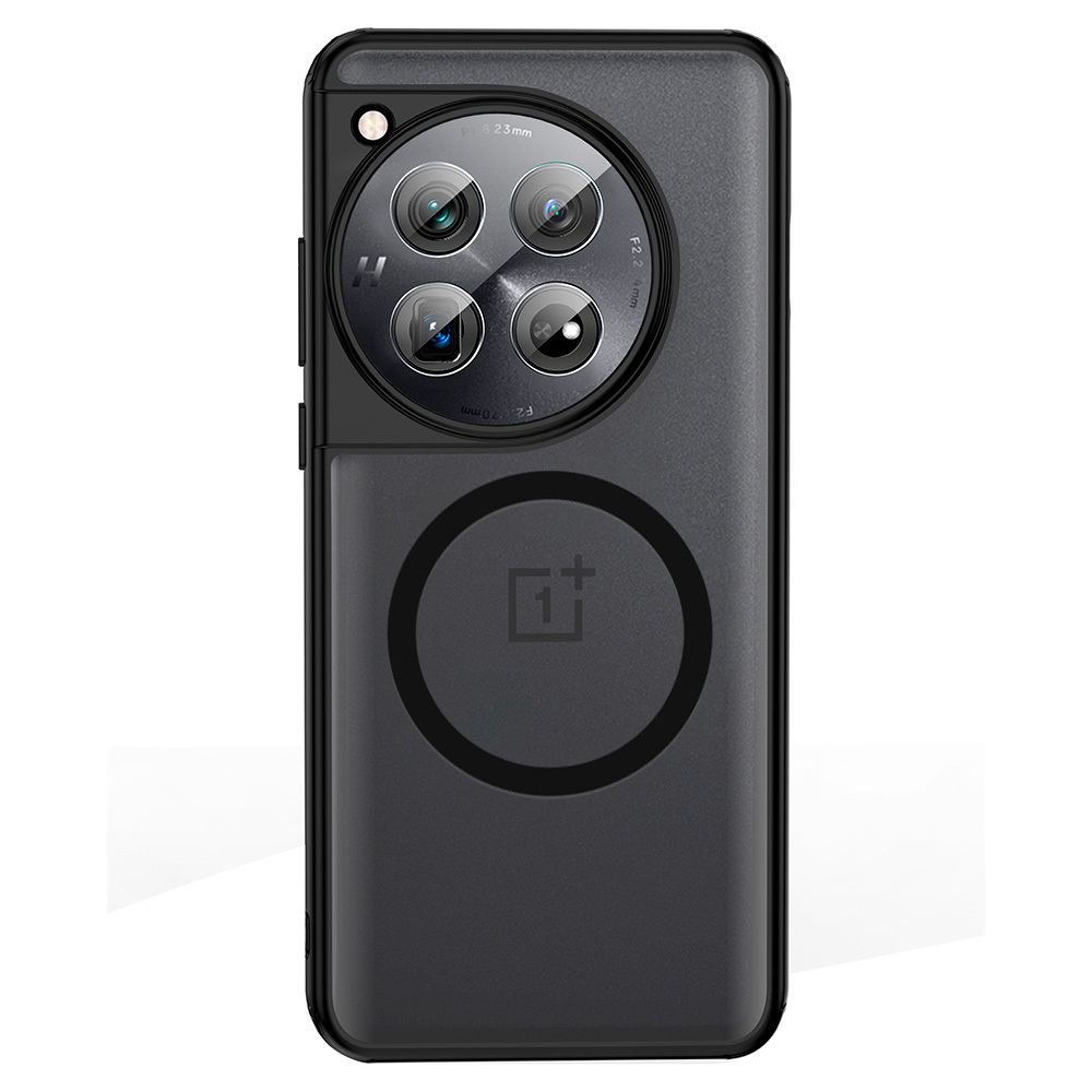 Чехол с Магсейф OnePlus 12 прозрачный матовый с черным бортом WLONS