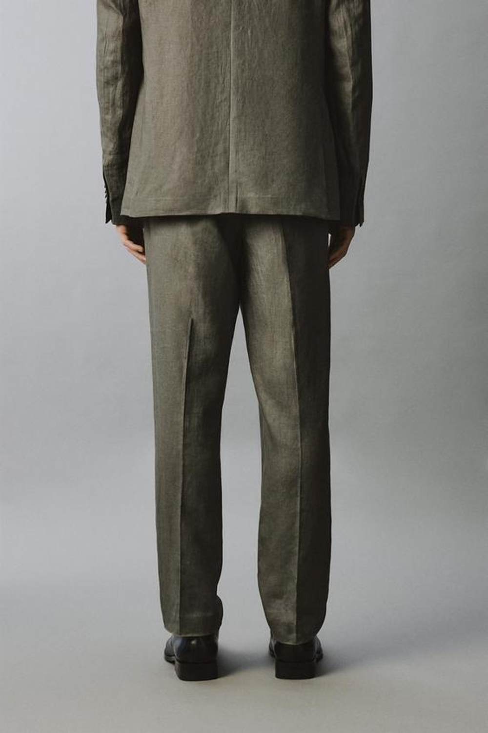 ZARA КОСТЮМНЫЕ БРЮКИ ИЗ 100% ЛЬНА, СВЕТЛО-ЗЕЛЕНЫЙ