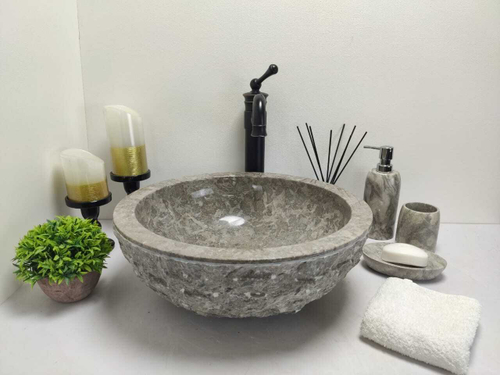 Раковина из мрамора Bowl Grey Marmo тепл BM-60282 40*40*15