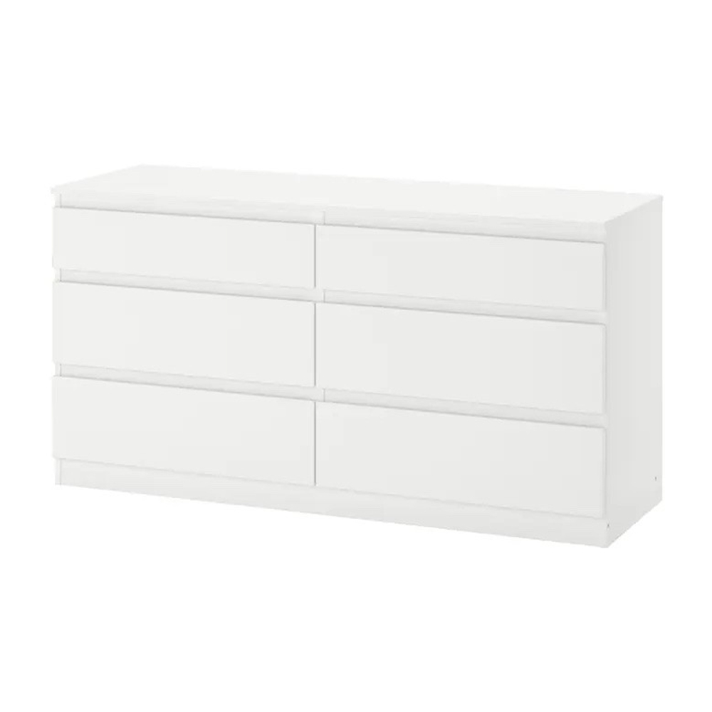 Комод КАЛЕН 6 ящиков 140*40*72, белый, KULLEN