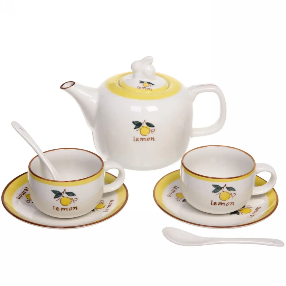 Чайный набор 5 предметов «Lemon classic» (чайник 500мл+2кружки+2блюдца)