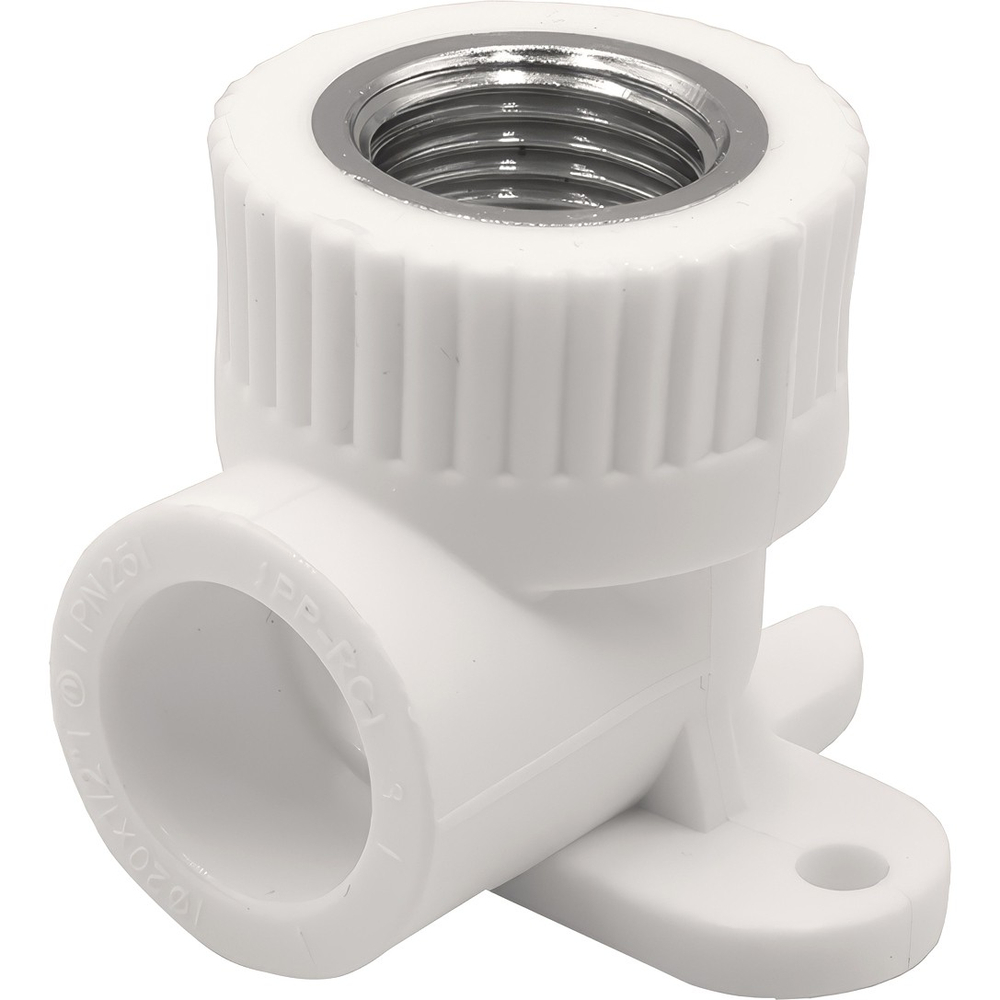 Угольник THERMOLIGHT комбинированный PP-R ВР с креплением 20х1/2" белый (20/140)