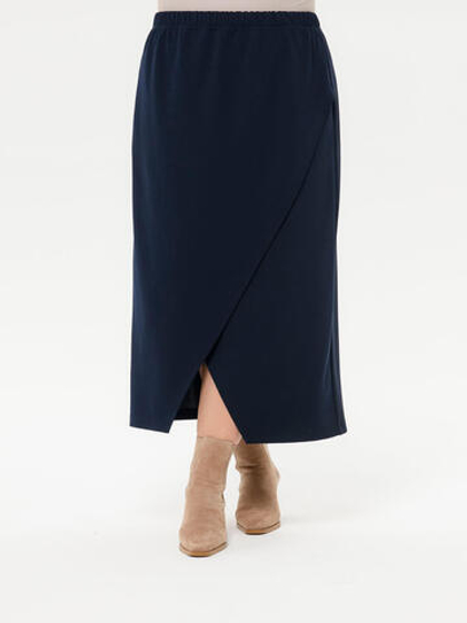 Юбка миди с запахом, тёмно-синяя