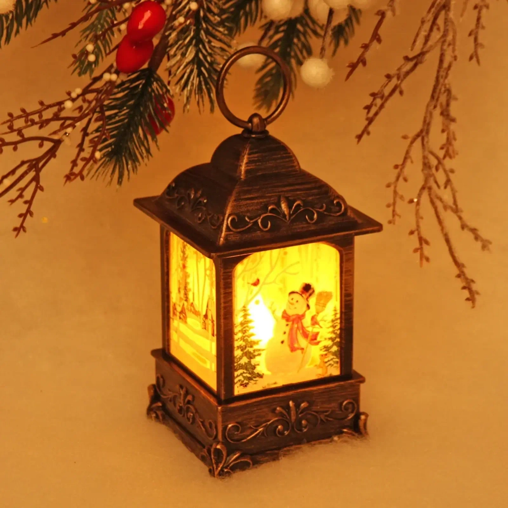 Сувенир с подсветкой Christmas «Фонарь - Зиминий переполох» 13х7,3х7,3 см (работает от 3х батареек ААА)