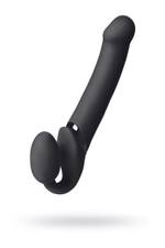 Черный безремневой вибрострапон Vibrating Bendable Strap-On - size L (Цвет: черный)