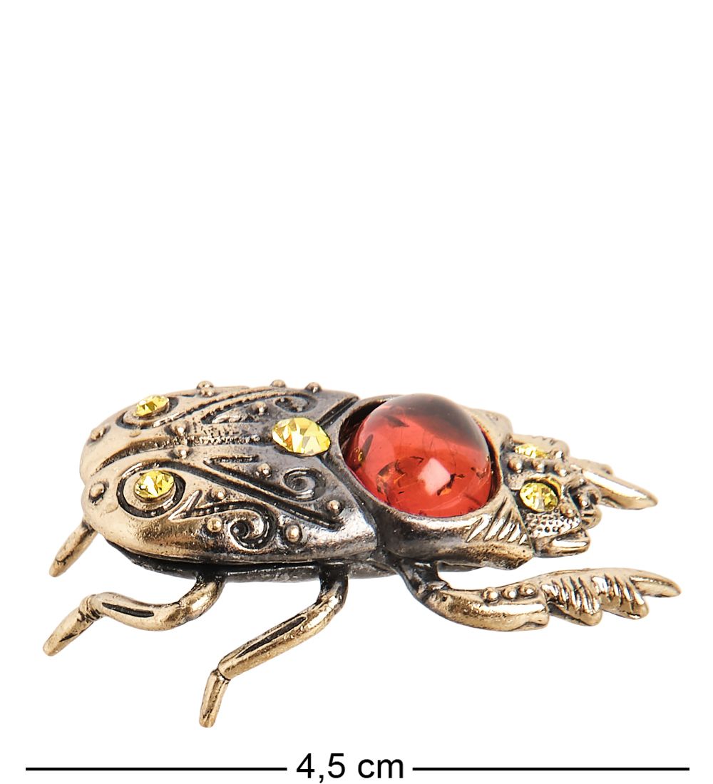 AM- 543 Фигурка «Скарабей» (латунь, янтарь)