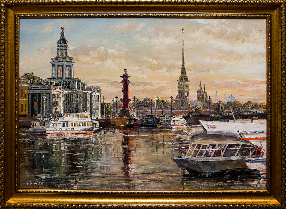 Картина маслом "Дворцовый мост" Артемис