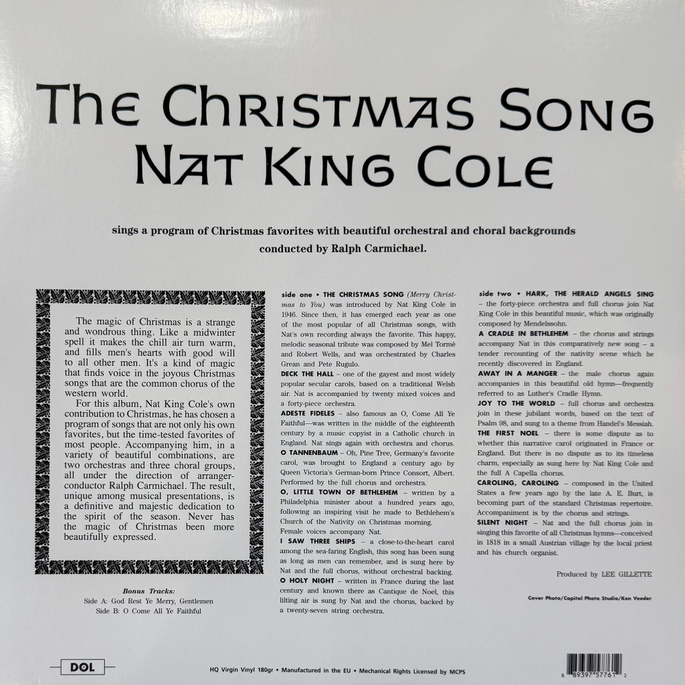 Nat King Cole ‎– The Christmas Song (Европа 2017г.) Picture