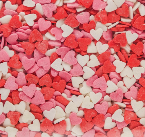 Посыпка «Сердечки красно-бело-розовые» 50 гр мини