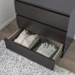 Комод с 3 ящиками - IKEA MALM, 80x78х48 см, черный, МАЛЬМ ИКЕА