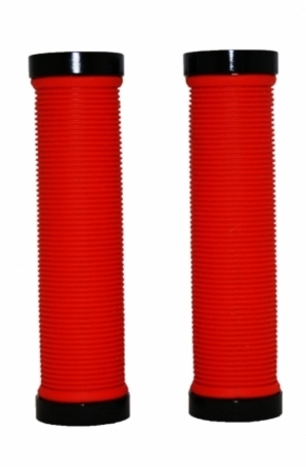 Грипсы с метал. зажимами, длина 129мм, красные, зажим черный, инд.уп. Vinca Sport H-G119 red/black
