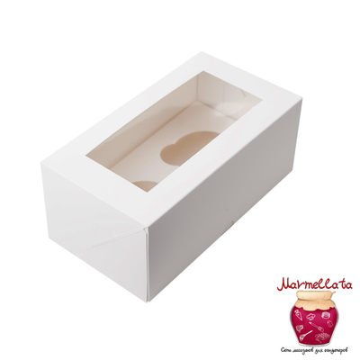 Упаковка для капкейков БЕЛАЯ с ОКНОМ (2 ячейки)