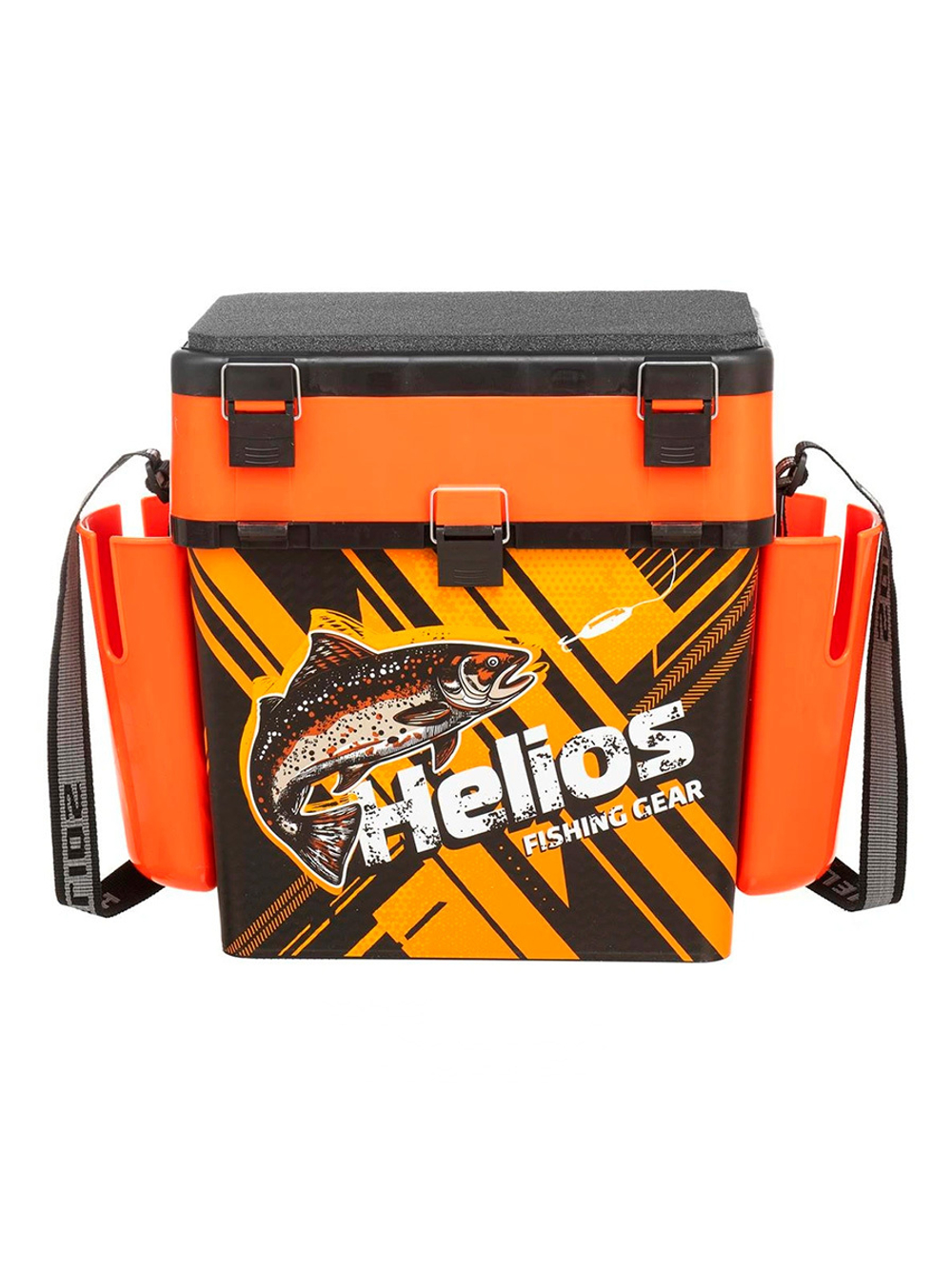 Ящик рыболовный зимний Helios FishBox TROUT оранжевый, с карманами (HS-FB-IML-19-O)