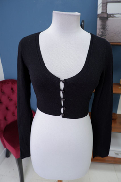 Топ на пуговицах черный 44 размер