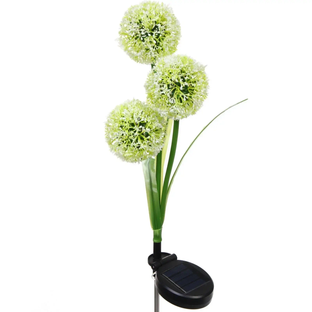 Светильник на солн.батарее (фигура на спице с подсветкой) «Одуванчики» 75 см, Белый (свечение мультицвет)