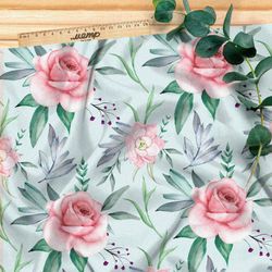 Ткань футер 2-х нитка утонченные розы