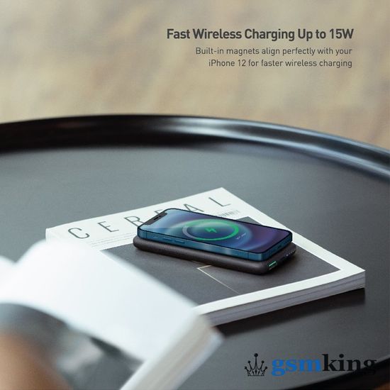 Uniq HYDE Air Click 10000mAH Magnetic Wireless Power Bank with 20W USB-C PD Gray