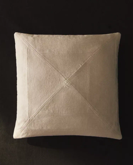 ZARA HOME ЛЬНЯНАЯ НАВОЛОЧКА ДЛЯ ДЕКОРАТИВНОЙ ПОДУШКИ, ЖЕЛТОВАТО-БЕЛЫЙ