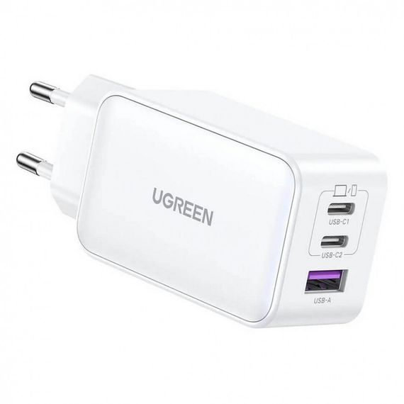 Сетевое зарядное устройство Ugreen CD244 Nexode 65W USB-A + 2 x USB-C GaN (15334) белый