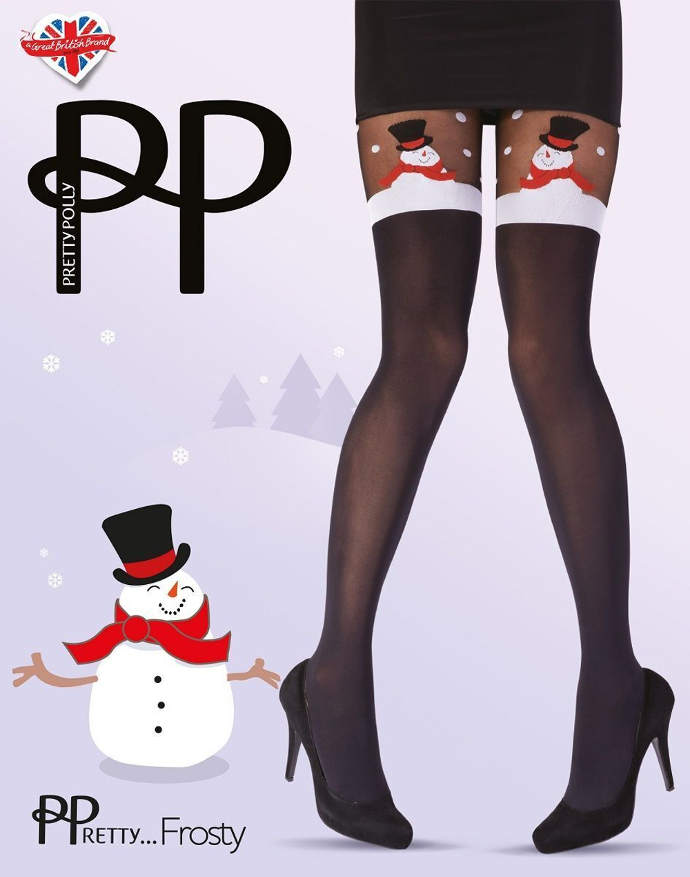 Забавные колготки со снеговичками (Размер: S-M-L) (Цвет: черный)