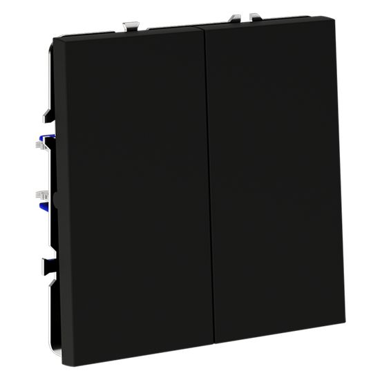 Проходной переключатель встраиваемый VOLTUM S70 двухклавишный 10А, (черный матовый)