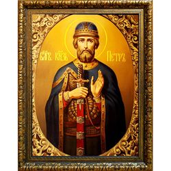 Петр Муромский Преподобный Князь. Икона на холсте.