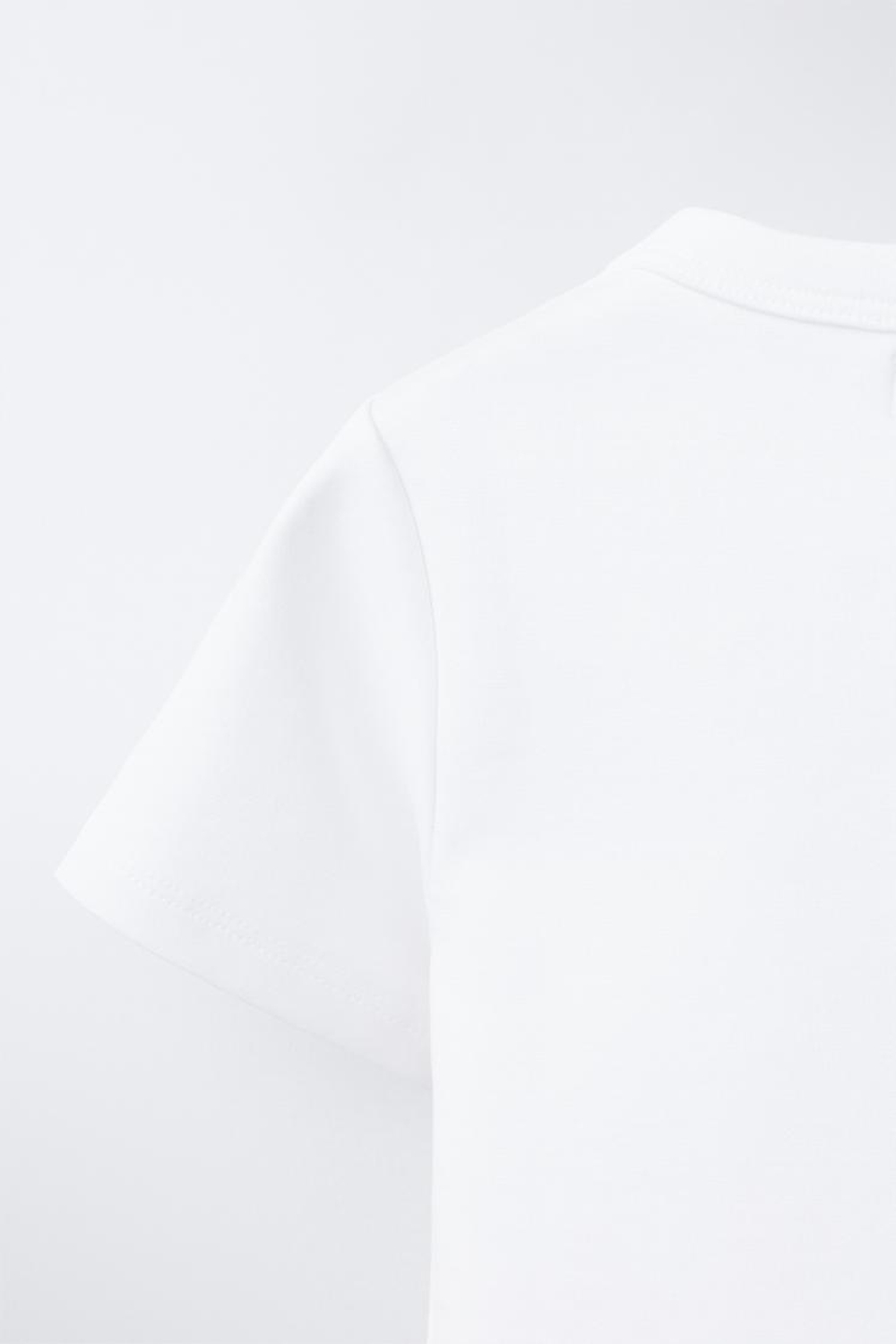 ZARA ОДНОТОННАЯ ФУТБОЛКА ИЗ ТРИКОТАЖА INTERLOCK, БЕЛЫЙ