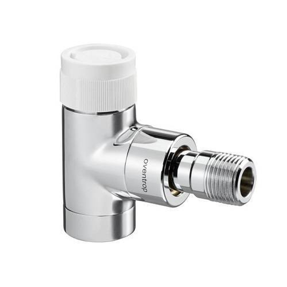 Клапан термостатический угловой Oventrop E - 1/2" (ВР/НР, PN10, Tmax 120°C, цвет хромированный)