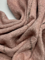 Шерсть с альпакой пальтовая розовая в коричневую клетку