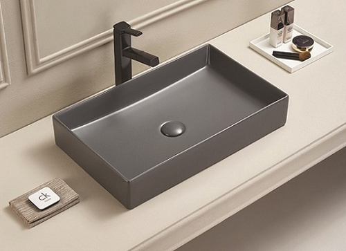 Раковина накладная PC-1905MDG (60,5*37*11) темно-серый матовый