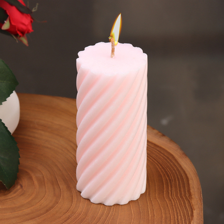 Свеча-цилиндр "Спираль", 5х10 см, светло-розовая, 6 ч 9889551