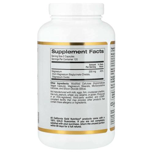 California Gold Nutrition, бисглицинат магния, с TRAACS®, 240 вегетарианских капсул (100 мг в 1 капсуле)