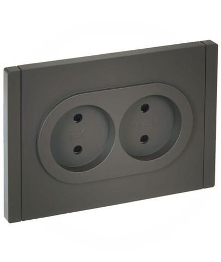 Розетка 2-м СП FORTE&PIANO FP325 10А без заземл. защ. шторки безвинт. крепл. сер. IEK FP-R23-10-1-K03