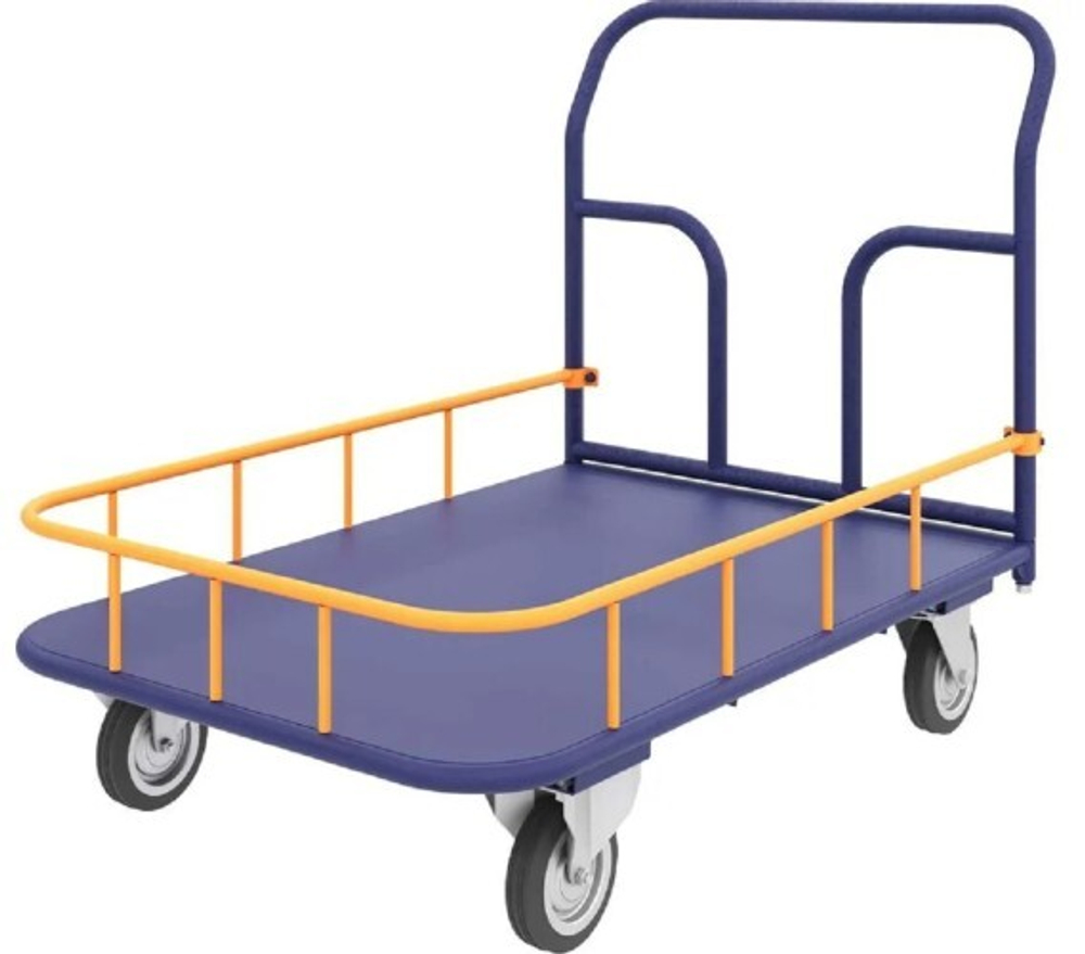 Тележка платформенная Rusklad ТПБ 6 800 х 1200 мм, колеса 160 мм, с бортом 150 мм