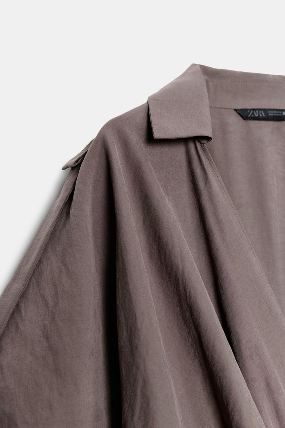 ZARA КОРОТКОЕ ПЛАТЬЕ НА ЗАПАХ, КОРИЧНЕВЫЙ