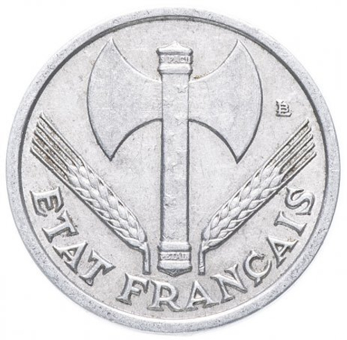 Франция 1 франк 1942-1944 (случайный год) VF-XF